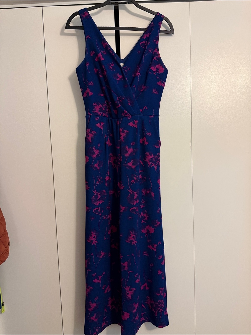 Allison Joy Royal Blue Jumpsuit with Fuchsia Floral Print, small